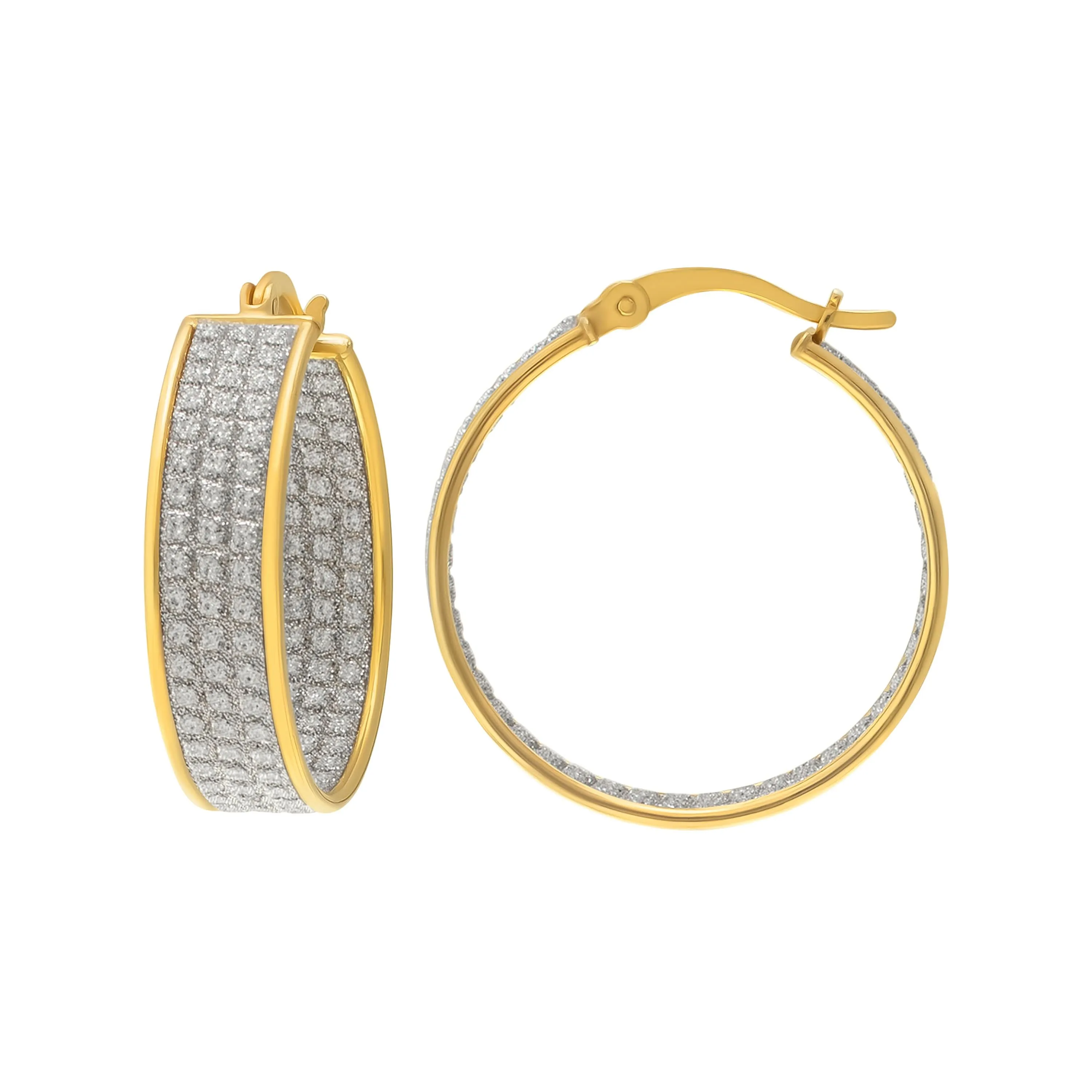 14K Sterling Silver Shiny Hoop Earrings