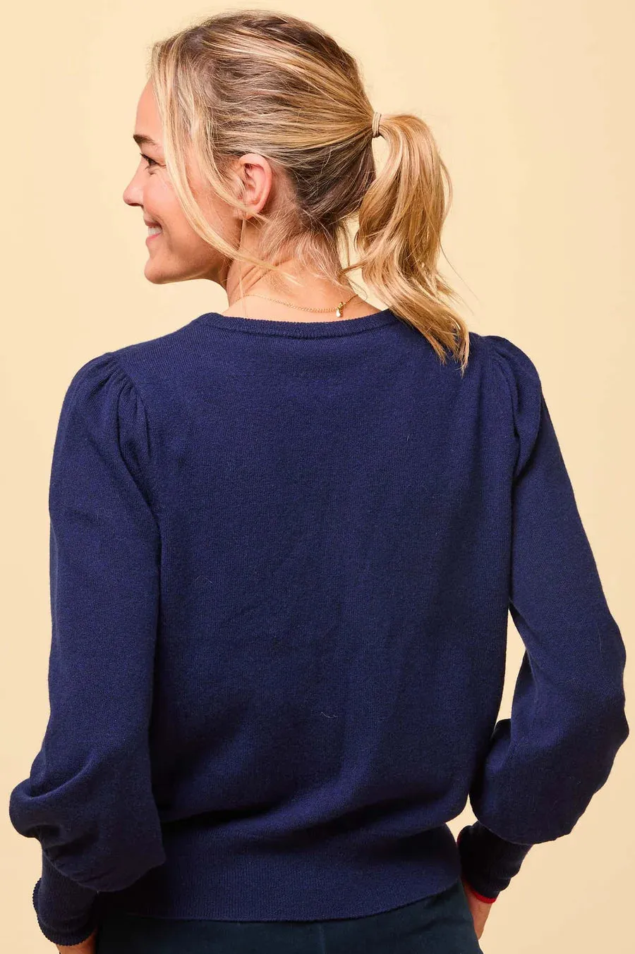 ASPIGA HEARTS CREW NECK JUMPER NAVY RED