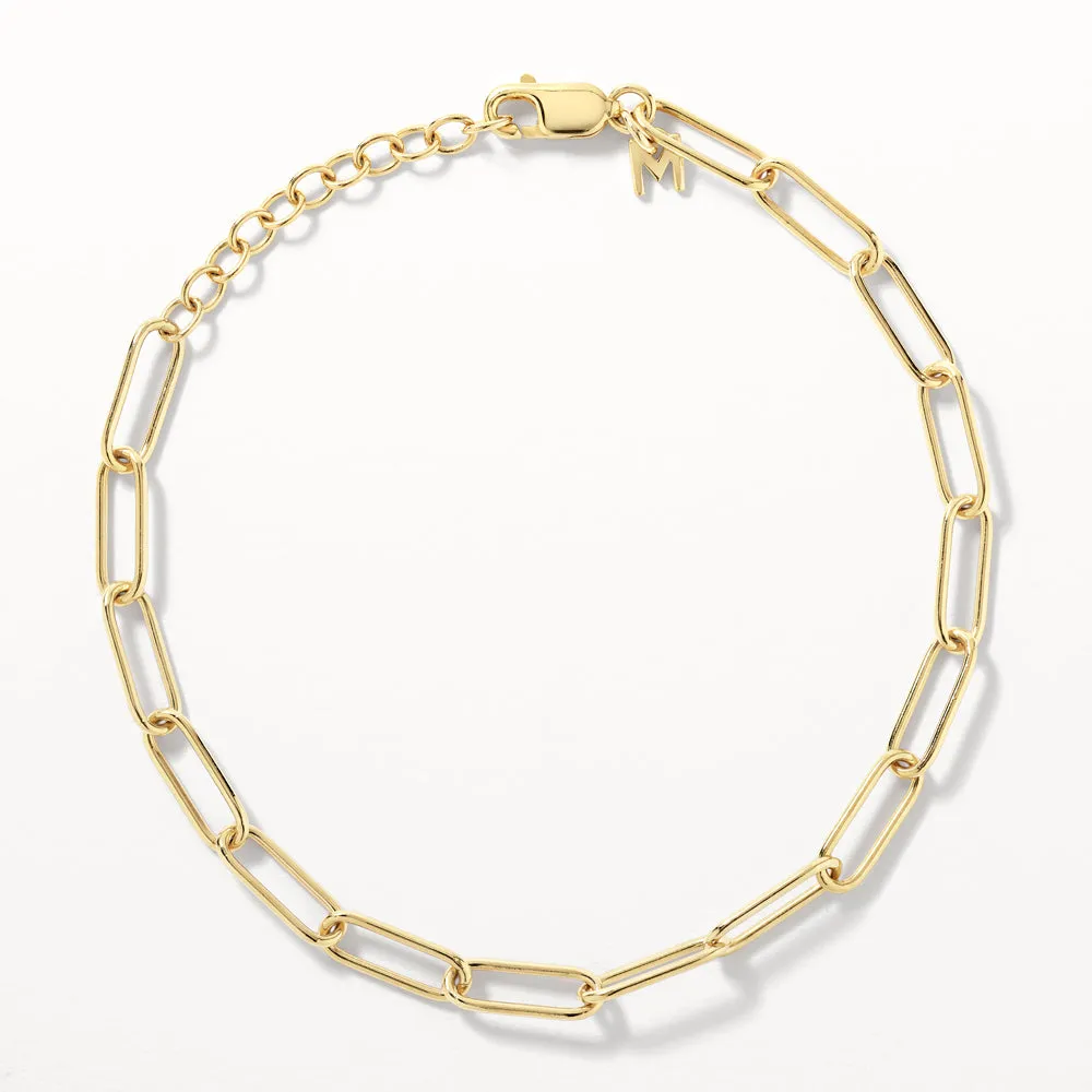 Charm Paperclip Chain Bracelet in Gold