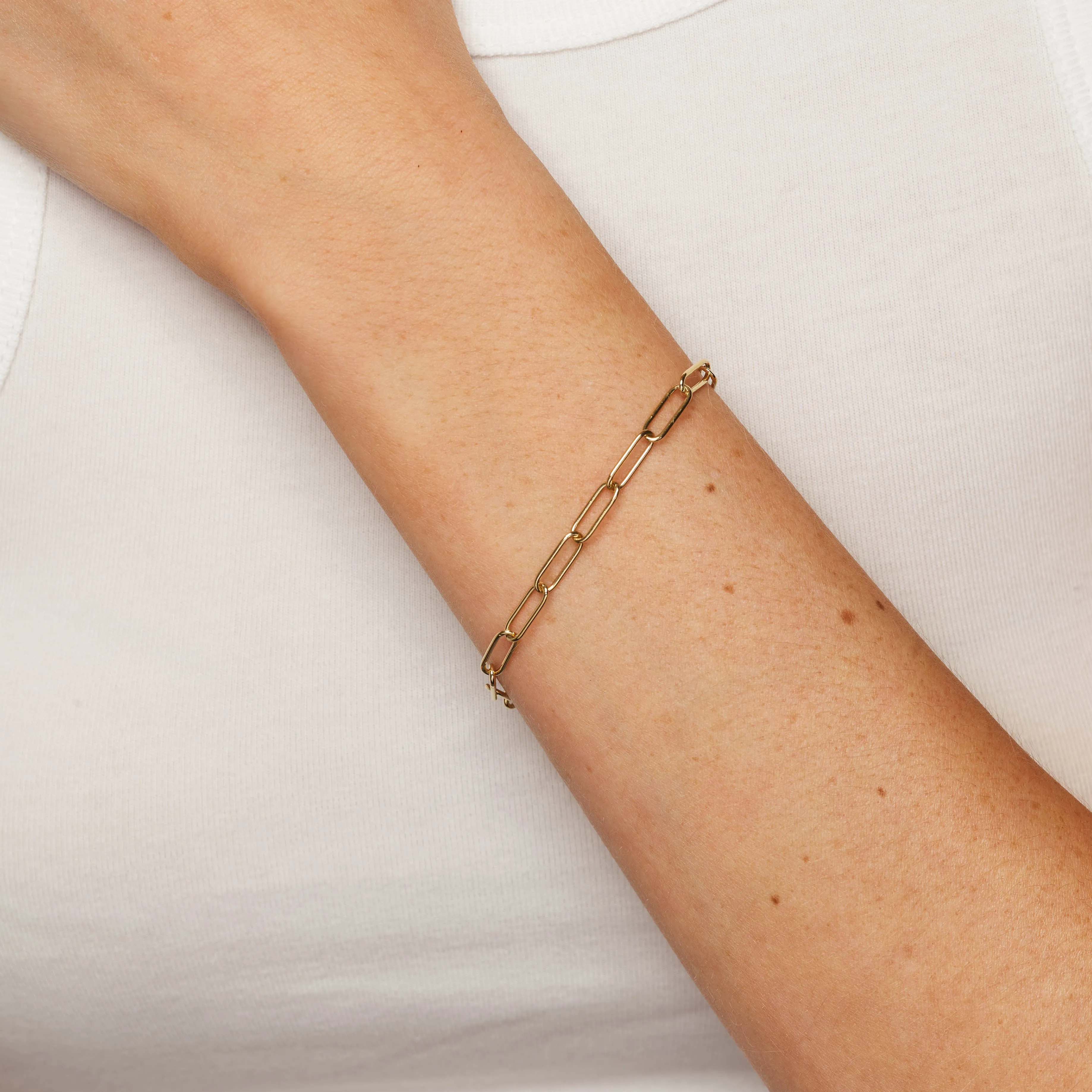 Charm Paperclip Chain Bracelet in Gold