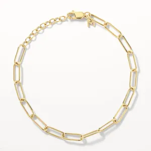 Charm Paperclip Chain Bracelet in Gold