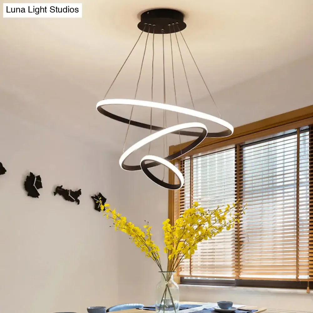 Circular LED Minimalist Pendant Acrylic Chandelier for Dining Room