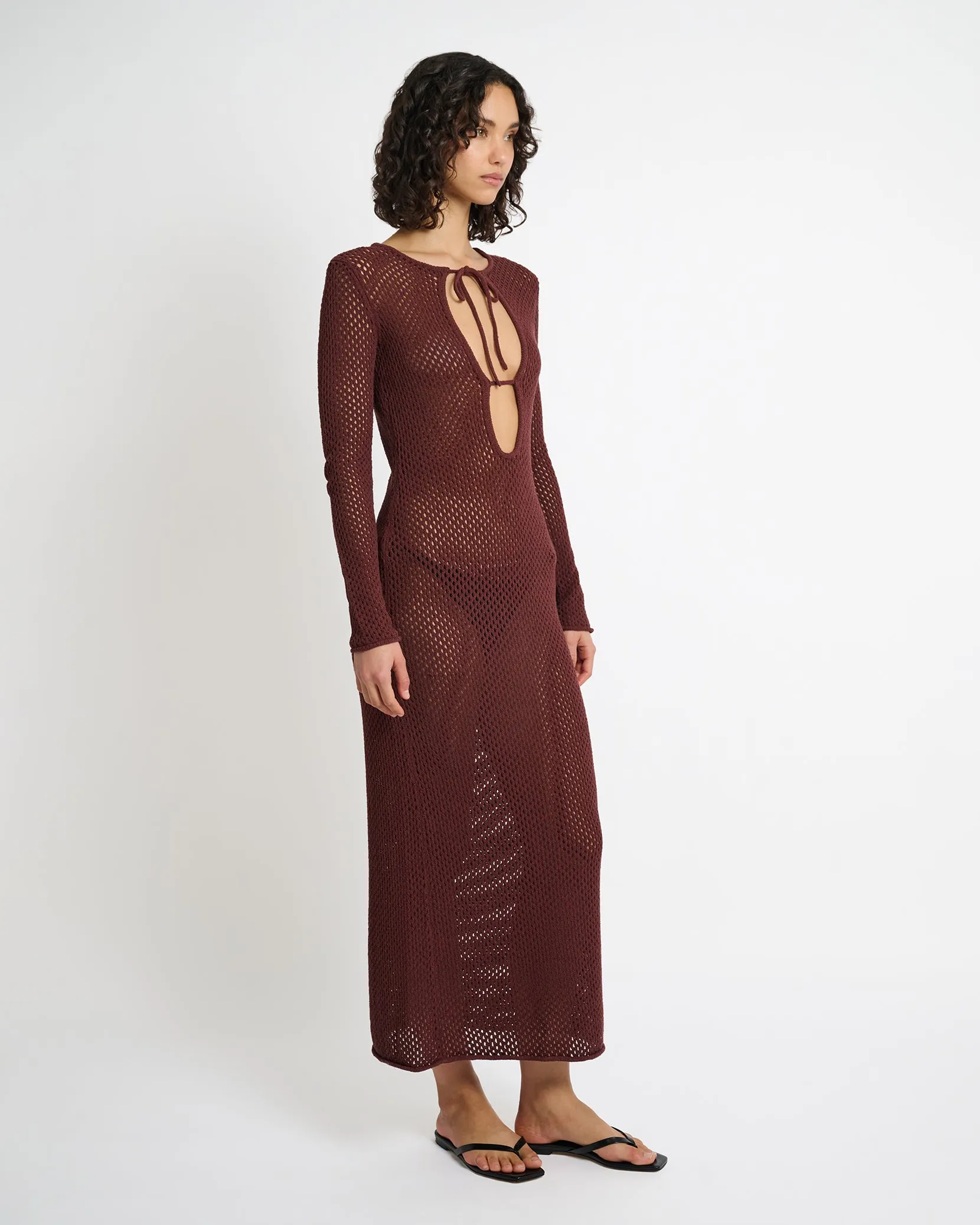 Crochet Knit Cutout Maxi Dress
