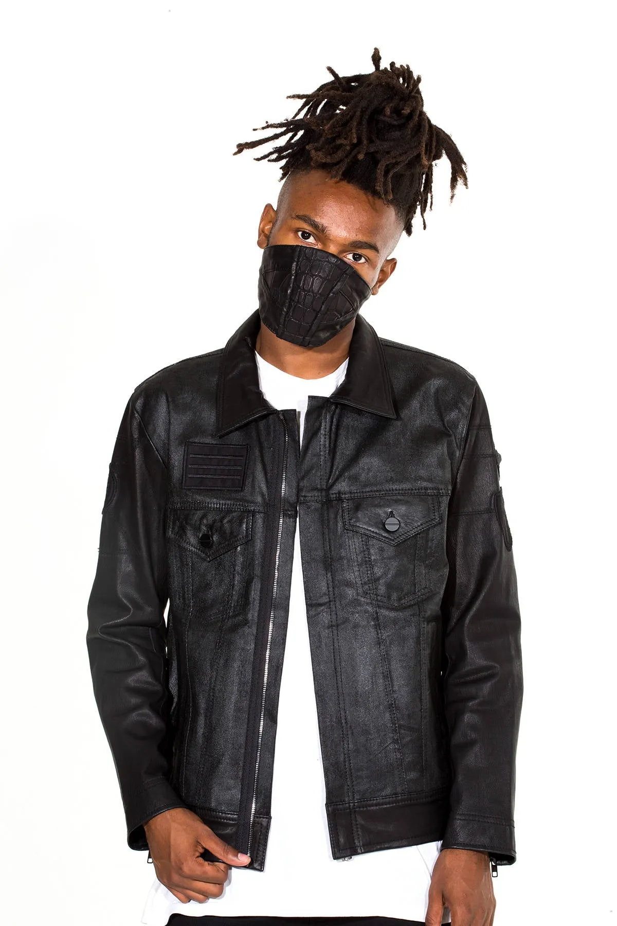 DESERT RAIDER Black Leather Face Mask