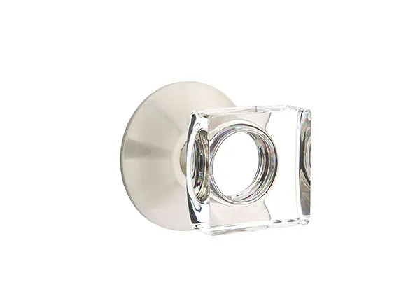 Emtek Modern Square Crystal Knob with Modern Rosette