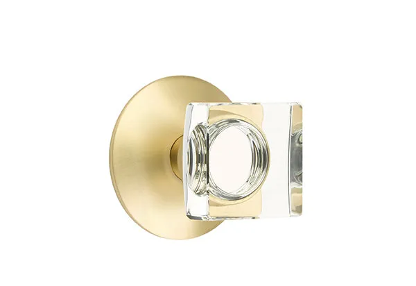 Emtek Modern Square Crystal Knob with Modern Rosette