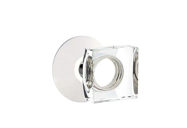 Emtek Modern Square Crystal Knob with Modern Rosette