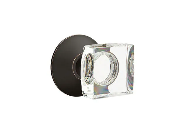 Emtek Modern Square Crystal Knob with Modern Rosette
