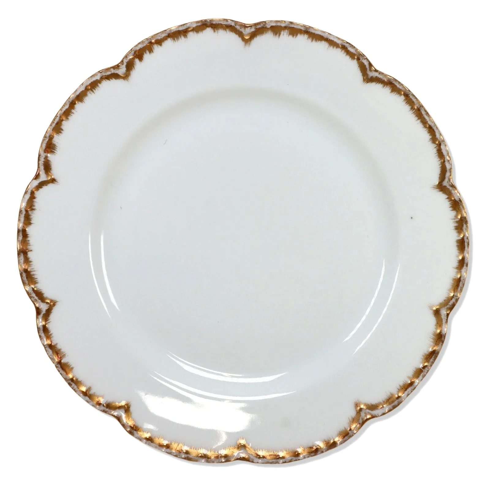 Haviland & Co Limoges Schleiger 418 Dinner Plate 9 3/4" Gold Scalloped 1894-1931
