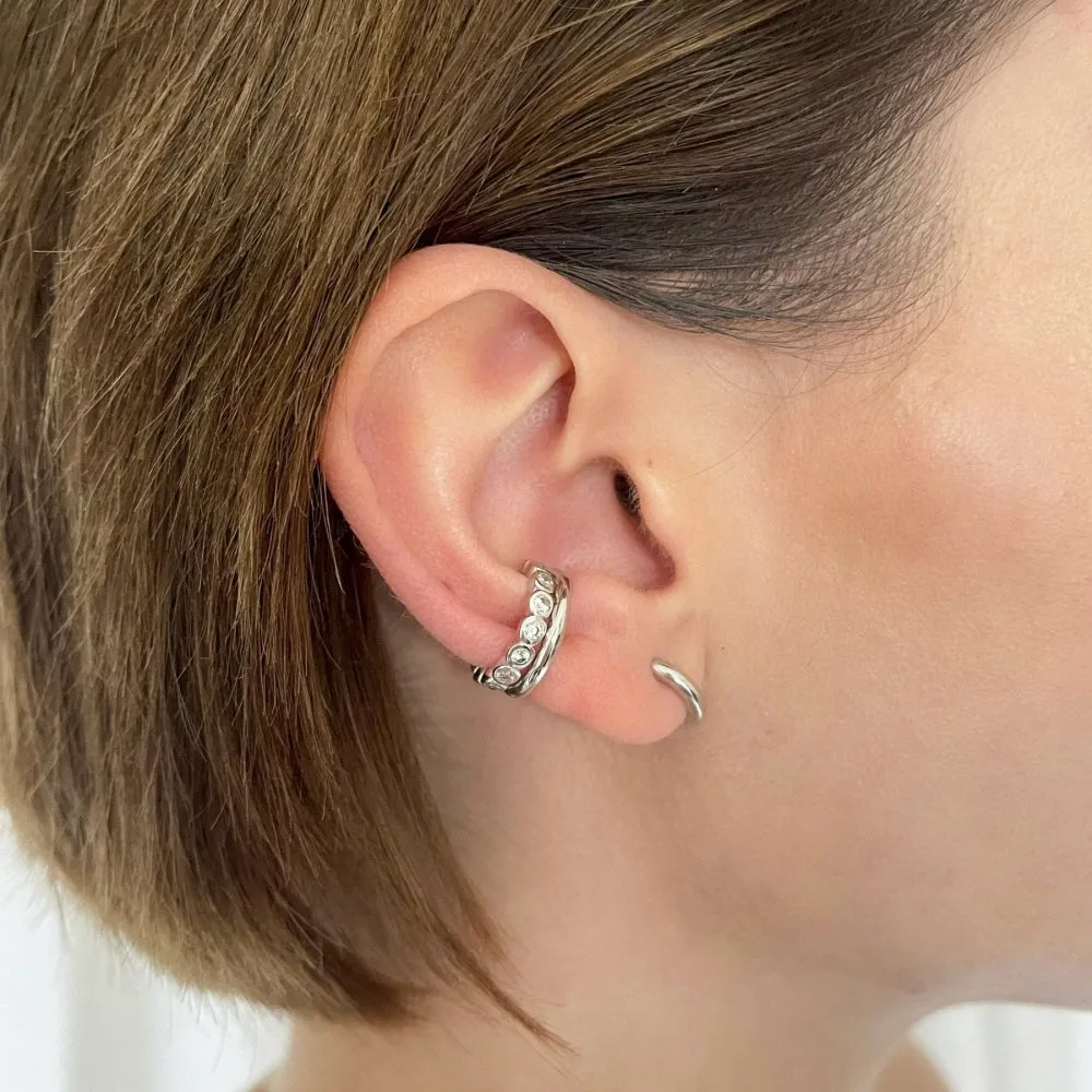 Huggie Hoop Earrings - Silver - SPESSS162