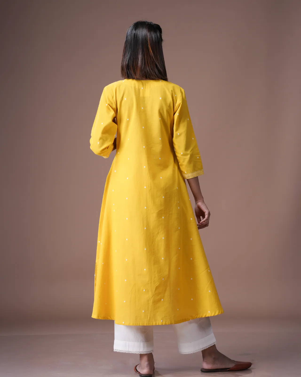 Mango Yellow South Cotton Aline Kurta