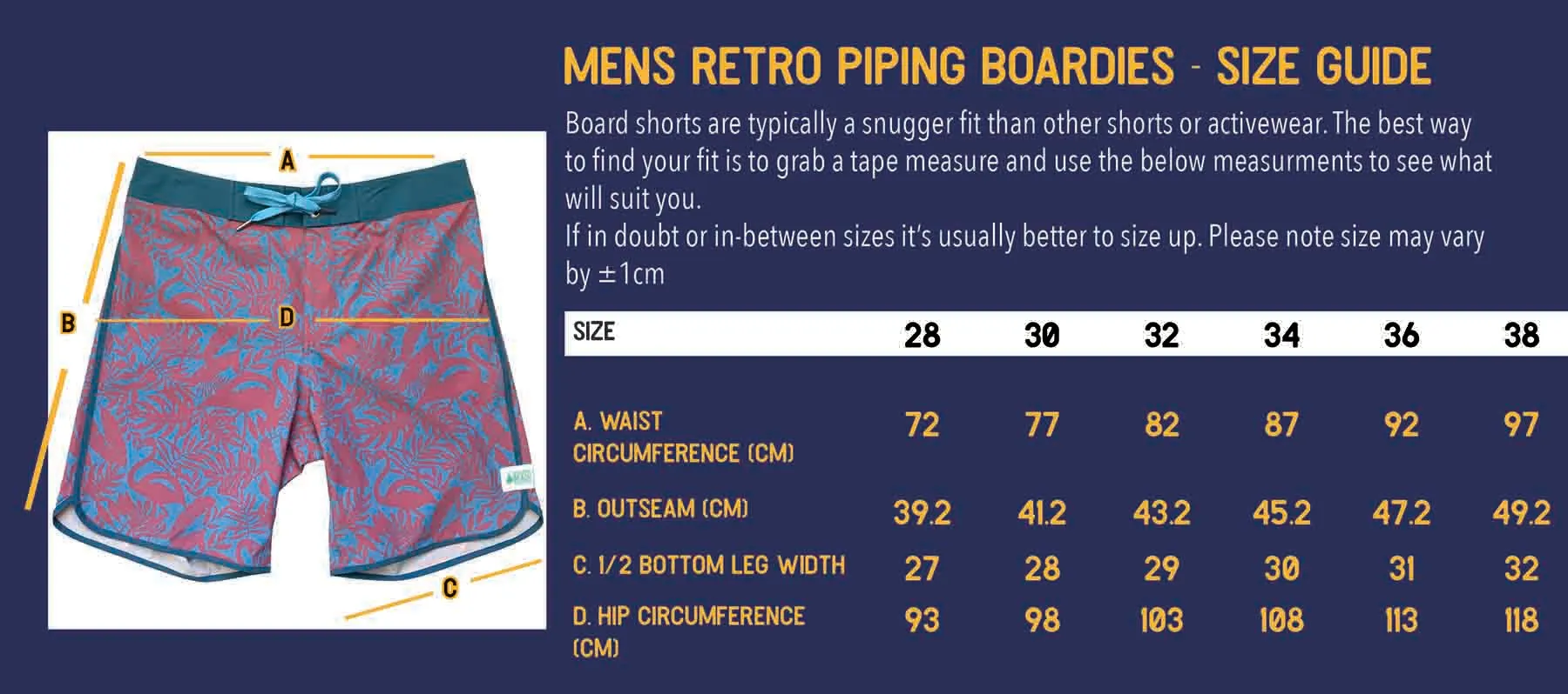 Men's Retro Piping Boardies: Flamingo