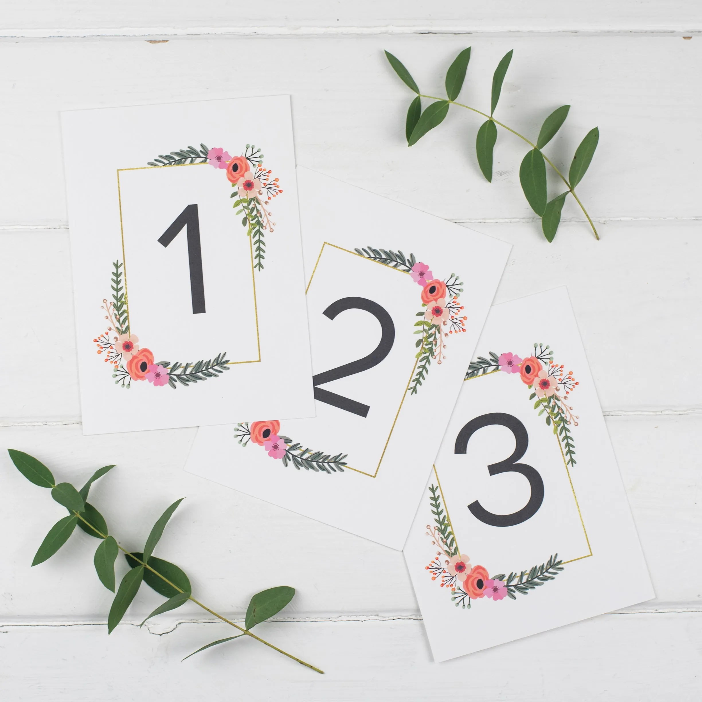 Modern Botanical Table Numbers