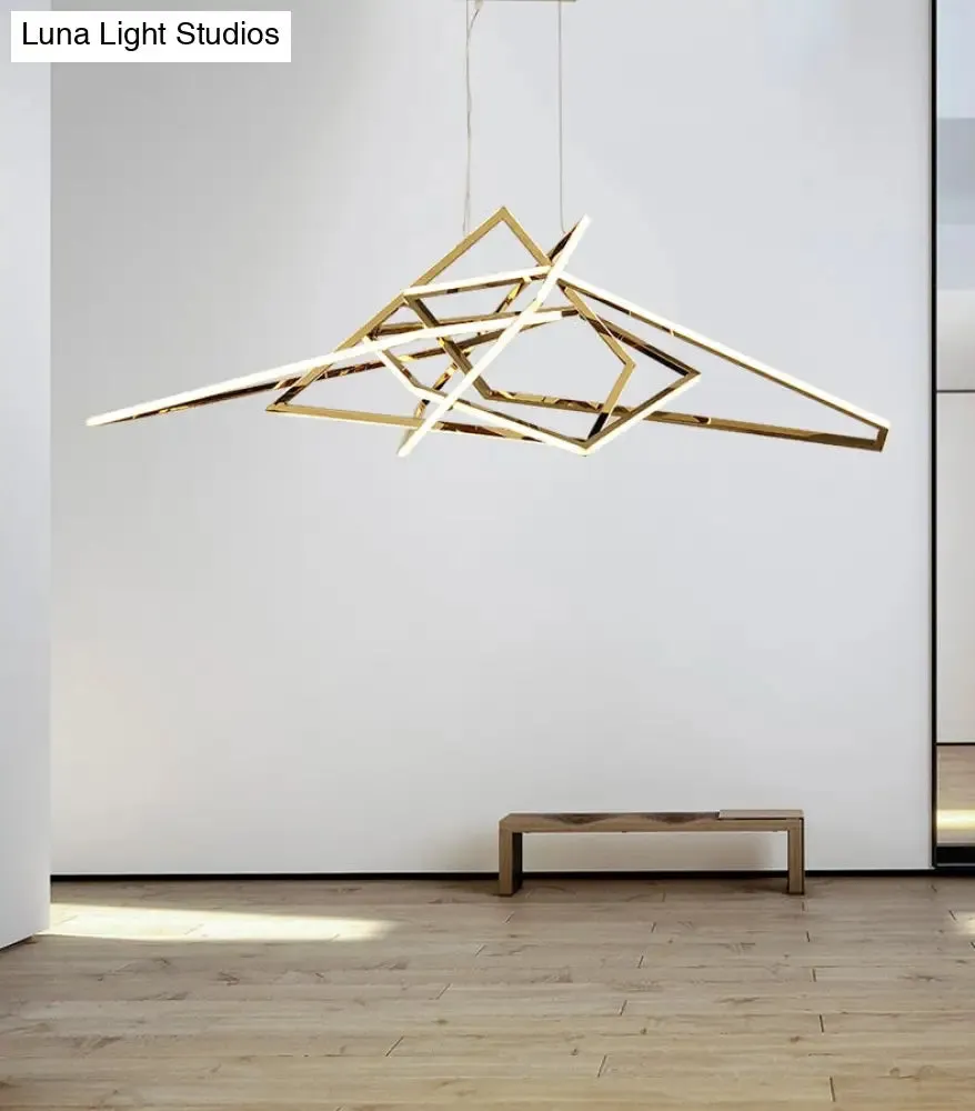 Modern Geometric Gold LED Light Chandelier