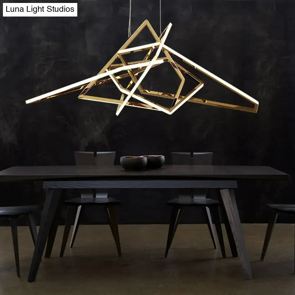 Modern Geometric Gold LED Light Chandelier
