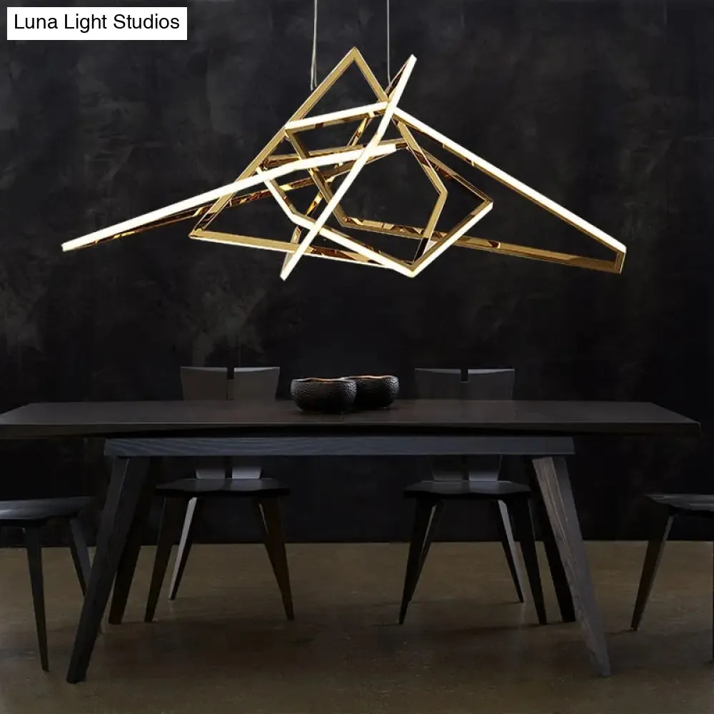 Modern Geometric Gold LED Light Chandelier