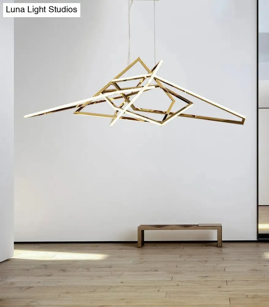 Modern Geometric Gold LED Light Chandelier