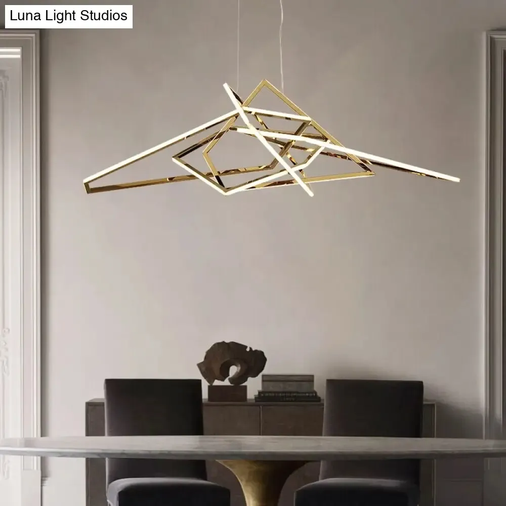 Modern Geometric Gold LED Light Chandelier
