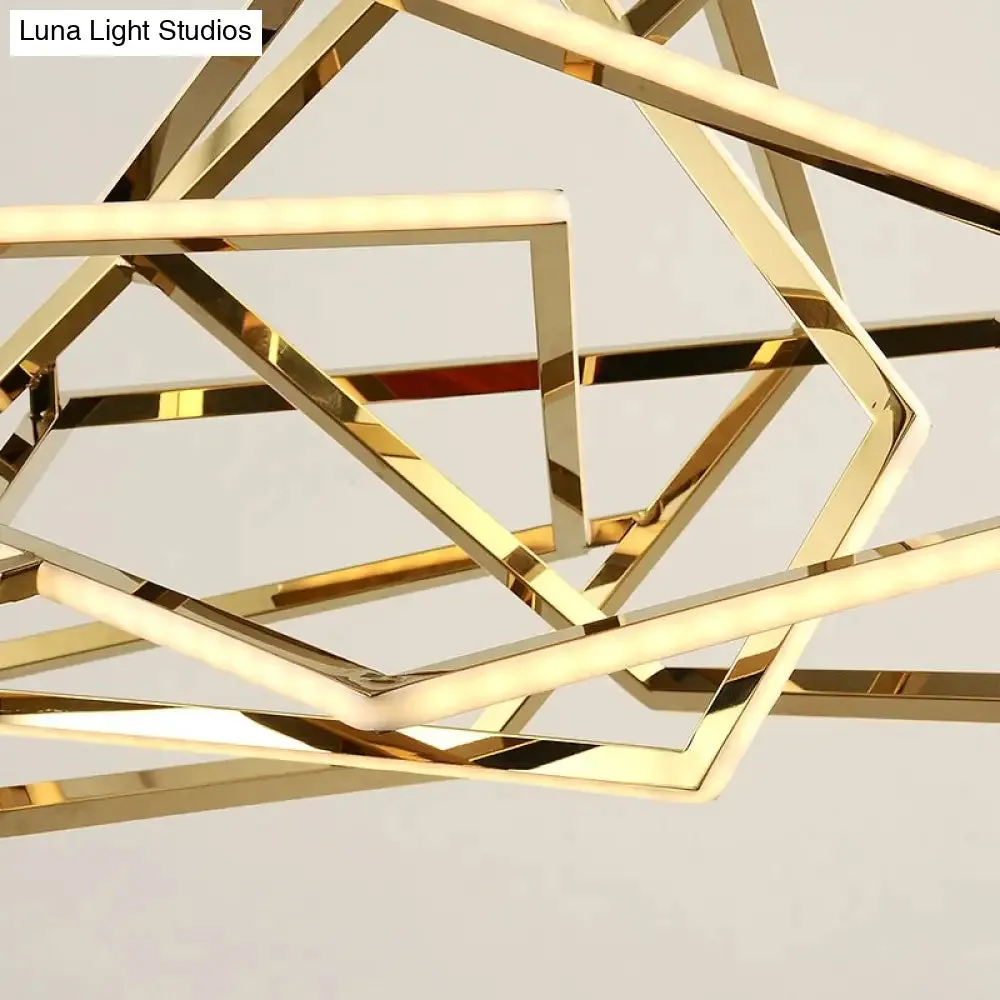 Modern Geometric Gold LED Light Chandelier