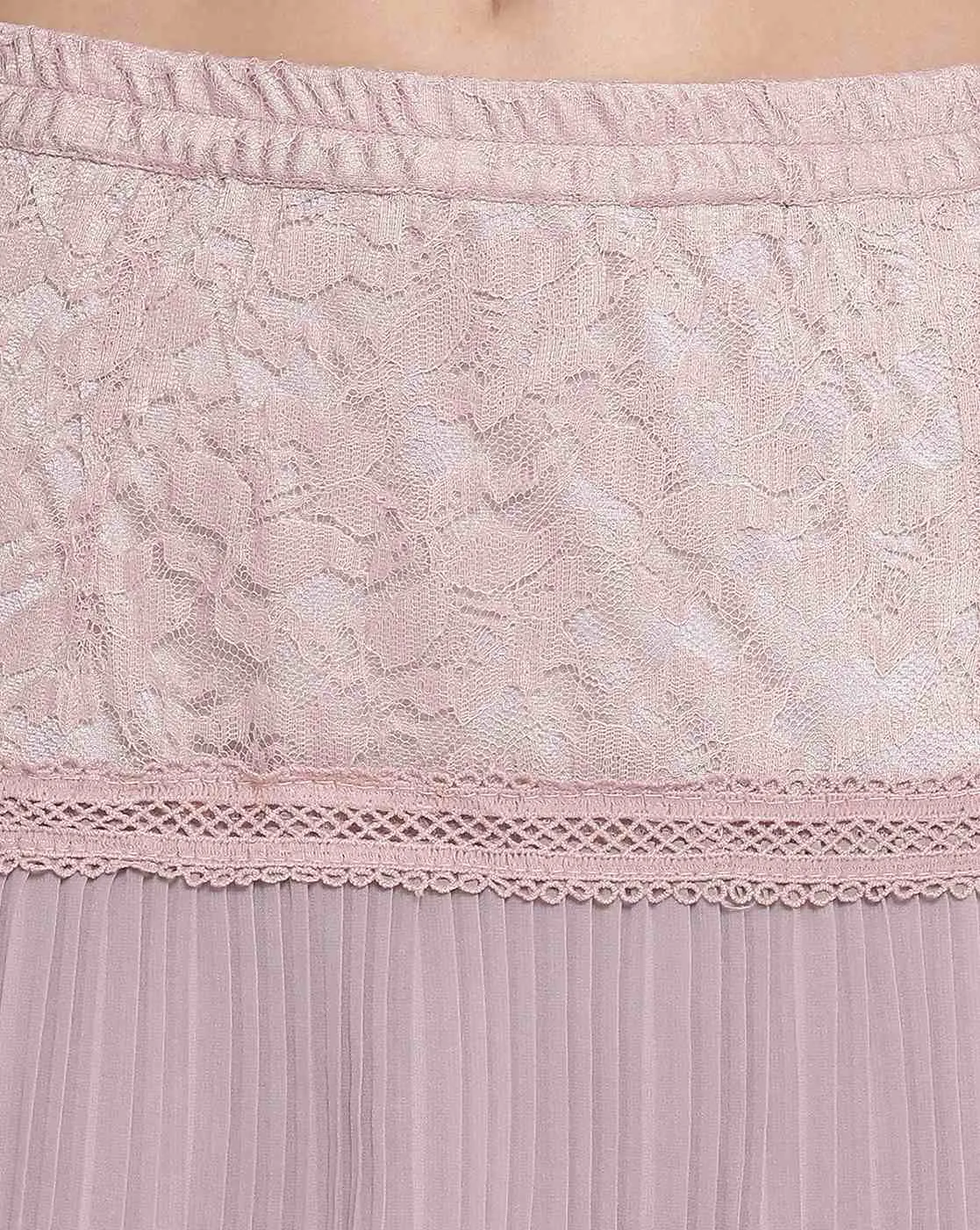 Rose Pink Net Frill Skirt With Lace
