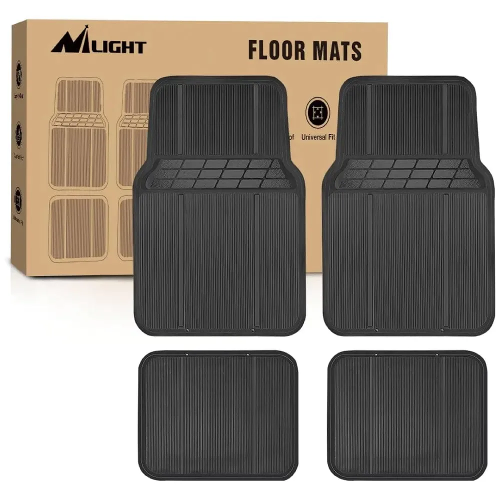 Rubber Floor Mats For Cars Trucks SUVs Universal Trim to Fit