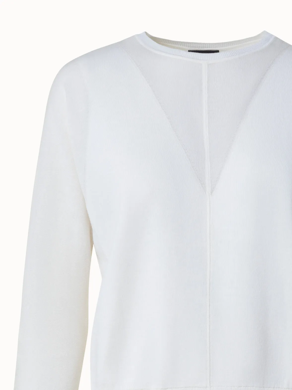 Silk Cotton Stretch Knit Pullover