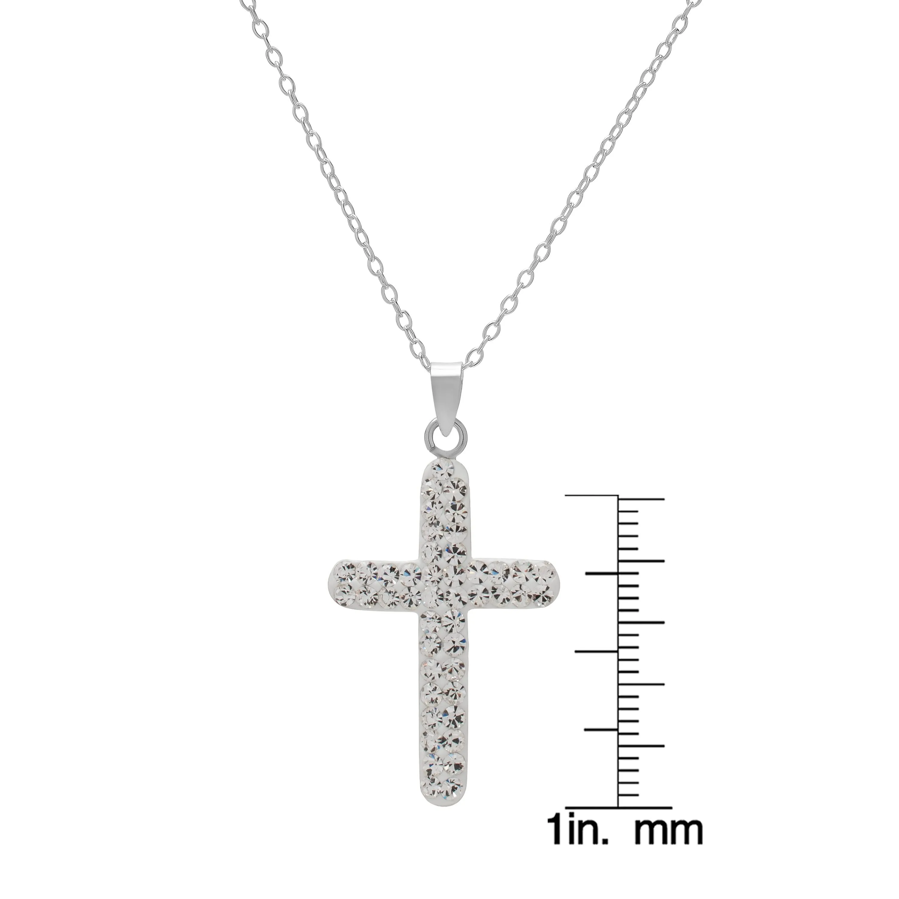 Sterling Silver Clear Crystal Cross Pendant